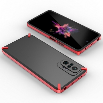 Чехол-накладка X-4 Series для смартфона Xiaomi Redmi Note 10 Pro / Xiaomi Redmi Note 10 Pro Max, полупрозрачный поликарбонат с серым оттенком, рама из цветного поликарбоната, дополнительная защита углов смартфона, накладка на кнопки регулировки громкости, серый, синий, красный,  розовый, Киев