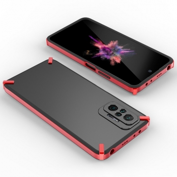 Чехол-накладка X-4 Series для смартфона Xiaomi Redmi Note 10 Pro / Xiaomi Redmi Note 10 Pro Max, полупрозрачный поликарбонат с серым оттенком, рама из цветного поликарбоната, дополнительная защита углов смартфона, накладка на кнопки регулировки громкости, серый, синий, красный,  розовый, Киев