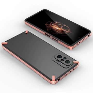 Чехол-накладка X-4 Series для смартфона Xiaomi Redmi Note 10 Pro / Xiaomi Redmi Note 10 Pro Max, полупрозрачный поликарбонат с серым оттенком, рама из цветного поликарбоната, дополнительная защита углов смартфона, накладка на кнопки регулировки громкости, серый, синий, красный,  розовый, Киев