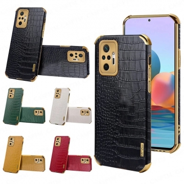 Чехол-накладка X-Case с покрытием под крокодиловую кожу для смартфона Xiaomi Redmi Note 10 Pro / Xiaomi Redmi Note 10 Pro Max, противоударный бампер, термополиуретан, искусственная кожа, рама из пластика, защита углов смартфона «воздушными подушками», в заднюю панель встроена накладка для защиты блока камер, накладка на кнопки регулировки громкости, двойное отверстие для крепления ремешка, металлический шильдик X-Cas, чёрный, красный, зелёный, белый, светло коричневый, Киев