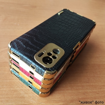 Чехол-накладка X-Case с покрытием под крокодиловую кожу для смартфона Xiaomi Redmi Note 10 / Xiaomi Redmi Note 10S, противоударный бампер, термополиуретан, искусственная кожа, рама из пластика, защита углов смартфона «воздушными подушками», в заднюю панель встроена накладка для защиты блока камер, накладка на кнопки регулировки громкости, двойное отверстие для крепления ремешка, металлический шильдик X-Cas, чёрный, красный, зелёный, белый, светло коричневый, Киев