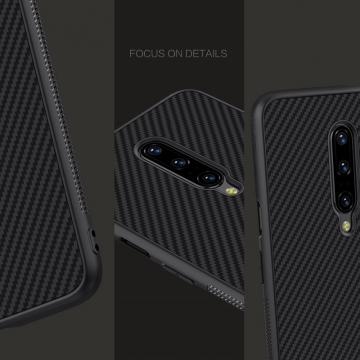 Чехол Nillkin с углеродным волокном для смартфона OnePlus 7 Pro, synthetic fiber, противоударный чехол, рифлёный пластик с углеродным волокном, кевлар, логотип Nillkin, чёрный, Киев