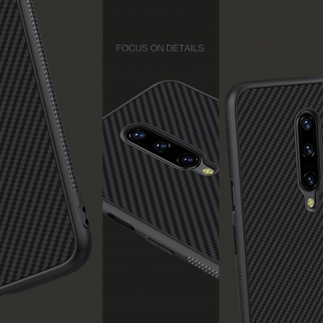 Чехол Nillkin с углеродным волокном для смартфона OnePlus 7 Pro, synthetic fiber, противоударный чехол, рифлёный пластик с углеродным волокном, кевлар, логотип Nillkin, чёрный, Киев