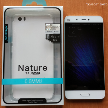 Чехол Nillkin (серия Nature) для смартфона Xiaomi Mi5, бампер, силикон, прозрачный, заглушки, Киев