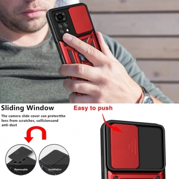 Чехол с защитной шторкой для камеры и магнитным кольцом для Xiaomi Redmi Note 11 / Xiaomi Redmi Note 11S, термополиуретан TPU + поликарбонат, шторка-слайдер для защиты камеры от механических воздействий, несъёмное кольцо для пальца, которое также можно использовать как подставку при просмотре видео, в кольцо встроен металлический сердечник, который крепится к автомобильным магнитным держателям, Киев