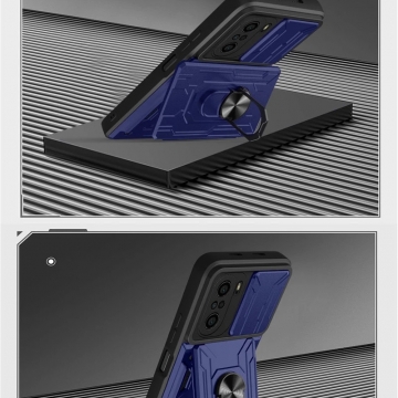 Чехол с защитной шторкой для камеры, магнитным кольцом и съёмным отделом для карт для Xiaomi Poco F3 / Xiaomi Redmi K40 / Xiaomi Redmi K40 Pro / Xiaomi Mi 11i, термополиуретан TPU, накладки из поликарбоната, шторка-слайдер для защиты камеры от механических воздействий, съёмное отделение для платёжных карт, несъёмное кольцо для пальца, которое также можно использовать как подставку при просмотре видео, в кольцо встроен металлический сердечник, который крепится к автомобильным магнитным держателям, Киев