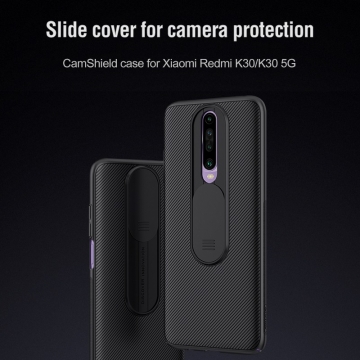 Чехол с защитной шторкой для камеры Nillkin CamShield для смартфона Xiaomi Redmi K30, противоударный бампер, рифлёный пластик, шторка-слайдер для защиты камеры от механических воздействий, чёрный, розовый, Киев