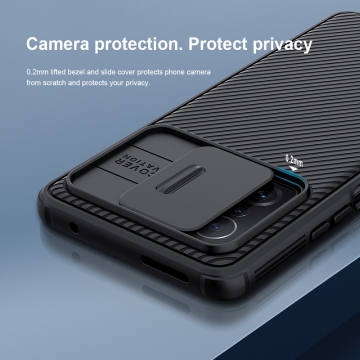 Чехол с защитной шторкой для камеры Nillkin CamShield Pro для смартфона Xiaomi 11T / Xiaomi 11T Pro, задняя панель из поликарбоната + рама из термополиуретана, дополнительная защита углов смартфона «воздушными подушками», шторка-слайдер для защиты камеры от механических воздействий, накладки на кнопки регулировки громкости, чёрный, синий, зелёный, Киев