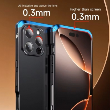 Чехол Element Case Solace (Element Box) для смартфона iPhone 16 Pro Max, противоударный бампер, корпус из поликарбоната, алюминиевые накладки, бампер состоит из трёх частей, скрученных четырьмя винтиками, в комплект входит отвёртка и 2 запасных винтика, резиновые прокладки на внутренней поверхности рамы для защиты корпуса смартфона, встроенные кнопки регулировки громкости, фабричная упаковка, Киев, Київ
