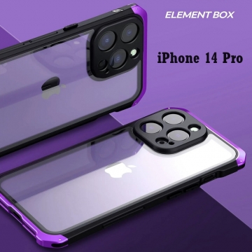 Чохол Element Box зі скляною задньою панеллю для iPhone 14 Pro, пластиковий корпус + скляна задня панель + алюминієві накладки, гумові прокладки на внутрішній поверхні рами для захисту корпуса смартфона, в задню панель вбудована накладка для захисту блока камер, подвійний отвір для кріплення ремінця, в комплект входить викрутка і 2 запасних гвинтика, Київ, Киев