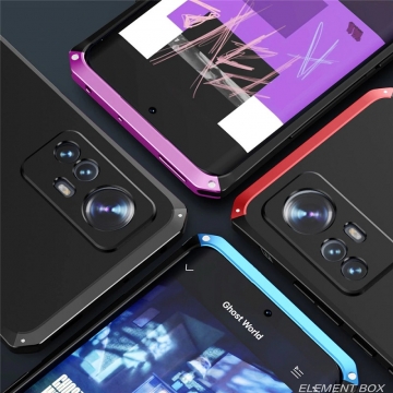 Чехол Element Case Solace Element Box для смартфона Xiaomi 12 / Xiaomi 12X / Xiaomi 12S, противоударный бампер, корпус из поликарбоната, алюминиевые накладки, бампер состоит из трёх частей, скрученных четырьмя винтиками, в комплект входит отвёртка и 2 запасных винтика, резиновые прокладки на внутренней поверхности рамы для защиты корпуса смартфона со встроенными кнопками регулировки громкости и включения / выключения, фабричная упаковка, Киев, Київ