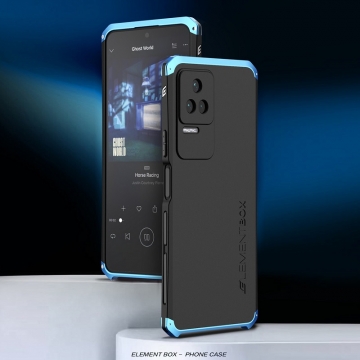 Чехол Element Case Solace Element Box для смартфона Xiaomi Redmi K50 / Xiaomi Redmi K50 Pro, противоударный бампер, корпус из поликарбоната, алюминиевые накладки, бампер состоит из трёх частей, скрученных четырьмя винтиками, в комплект входит отвёртка и 2 запасных винтика, резиновые прокладки на внутренней поверхности рамы для защиты корпуса смартфона со встроенными кнопками регулировки громкости и включения / выключения, фабричная упаковка, Киев, Київ