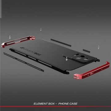 Чехол Element Case Solace Element Box для смартфона Xiaomi Redmi K50 / Xiaomi Redmi K50 Pro, противоударный бампер, корпус из поликарбоната, алюминиевые накладки, бампер состоит из трёх частей, скрученных четырьмя винтиками, в комплект входит отвёртка и 2 запасных винтика, резиновые прокладки на внутренней поверхности рамы для защиты корпуса смартфона со встроенными кнопками регулировки громкости и включения / выключения, фабричная упаковка, Киев, Київ