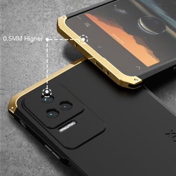 Чехол Element Case Solace Element Box для смартфона Xiaomi Redmi K50 / Xiaomi Redmi K50 Pro, противоударный бампер, корпус из поликарбоната, алюминиевые накладки, бампер состоит из трёх частей, скрученных четырьмя винтиками, в комплект входит отвёртка и 2 запасных винтика, резиновые прокладки на внутренней поверхности рамы для защиты корпуса смартфона со встроенными кнопками регулировки громкости и включения / выключения, фабричная упаковка, Киев, Київ