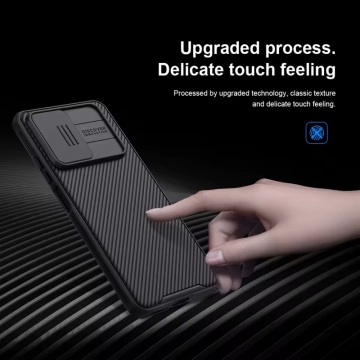 Чехол с защитной шторкой для камеры Nillkin CamShield для смартфона Xiaomi Redmi Note 12 4G, противоударный бампер, рифлёный пластик, шторка-слайдер для защиты камеры от механических воздействий, чёрный, синий, Киев, Київ