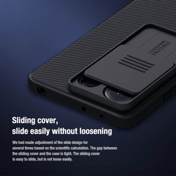 Чехол с защитной шторкой для камеры Nillkin CamShield для смартфона Xiaomi Redmi Note 13 5G, противоударный бампер, рифлёный пластик, шторка-слайдер для защиты камеры от механических воздействий, чёрный, синий, Киев, Київ