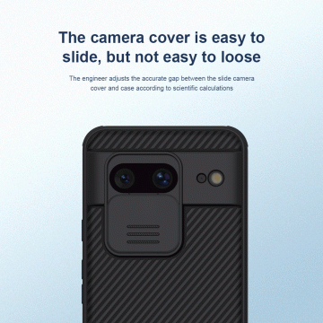 Чехол с защитной шторкой для камеры Nillkin CamShield Pro для смартфона Google Pixel 8, задняя панель из поликарбоната + рама из термополиуретана, дополнительная защита углов смартфона «воздушными подушками», шторка-слайдер для защиты камеры от механических воздействий, накладки на кнопки регулировки громкости, чёрный, синий, зелёный, Киев, Київ