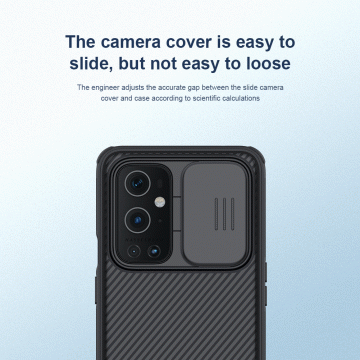 Чехол с защитной шторкой для камеры Nillkin CamShield Pro для смартфона OnePlus 9 Pro, задняя панель из поликарбоната + рама из термополиуретана, дополнительная защита углов смартфона «воздушными подушками», шторка-слайдер для защиты камеры от механических воздействий, накладки на кнопки регулировки громкости, чёрный, синий, зелёный, Киев, Київ