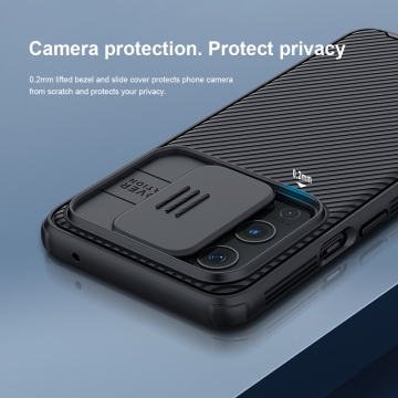 Чехол с защитной шторкой для камеры Nillkin CamShield Pro для смартфона OnePlus 9 Pro, задняя панель из поликарбоната + рама из термополиуретана, дополнительная защита углов смартфона «воздушными подушками», шторка-слайдер для защиты камеры от механических воздействий, накладки на кнопки регулировки громкости, чёрный, синий, зелёный, Киев, Київ
