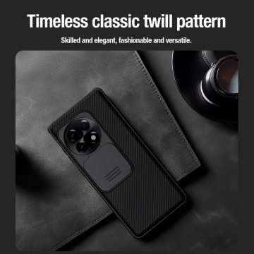 Чехол с защитной шторкой для камеры Nillkin CamShield Pro для смартфона OnePlus Ace 2 Pro, задняя панель из поликарбоната + рама из термополиуретана, дополнительная защита углов смартфона «воздушными подушками», шторка-слайдер для защиты камеры от механических воздействий, накладки на кнопки регулировки громкости, чёрный, синий, зелёный, Киев, Київ