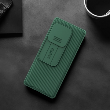 Чехол с защитной шторкой для камеры Nillkin CamShield Pro для смартфона OnePlus Ace 2 Pro, задняя панель из поликарбоната + рама из термополиуретана, дополнительная защита углов смартфона «воздушными подушками», шторка-слайдер для защиты камеры от механических воздействий, накладки на кнопки регулировки громкости, чёрный, синий, зелёный, Киев, Київ