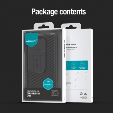 Чехол с защитной шторкой для камеры Nillkin CamShield Pro для смартфона OnePlus Ace 2 Pro, задняя панель из поликарбоната + рама из термополиуретана, дополнительная защита углов смартфона «воздушными подушками», шторка-слайдер для защиты камеры от механических воздействий, накладки на кнопки регулировки громкости, чёрный, синий, зелёный, Киев, Київ
