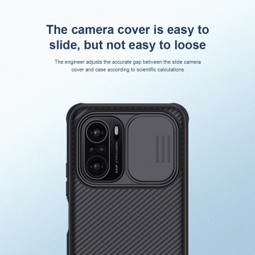 Чехол с защитной шторкой для камеры Nillkin CamShield Pro для смартфона Xiaomi Poco F3 / Xiaomi Redmi K40 / Xiaomi Redmi K40 Pro / Xiaomi Mi 11i, задняя панель из поликарбоната + рама из термополиуретана, дополнительная защита углов смартфона «воздушными подушками», шторка-слайдер для защиты камеры от механических воздействий, накладки на кнопки регулировки громкости, чёрный, синий, зелёный, Киев, Київ