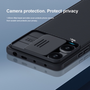 Чехол с защитной шторкой для камеры Nillkin CamShield Pro для смартфона Xiaomi Poco F5 / Xiaomi Redmi Note 12 Turbo, задняя панель из поликарбоната + рама из термополиуретана, дополнительная защита углов смартфона «воздушными подушками», шторка-слайдер для защиты камеры от механических воздействий, накладки на кнопки регулировки громкости, чёрный, синий, зелёный, Киев, Київ
