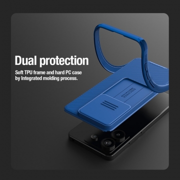 Чехол с защитной шторкой для камеры Nillkin CamShield Pro для смартфона Xiaomi Redmi Note 13 Pro 5G / Xiaomi Poco X6, задняя панель из поликарбоната + рама из термополиуретана, дополнительная защита углов смартфона «воздушными подушками», шторка-слайдер для защиты камеры от механических воздействий, накладки на кнопки регулировки громкости, чёрный, синий, зелёный, Киев, Київ