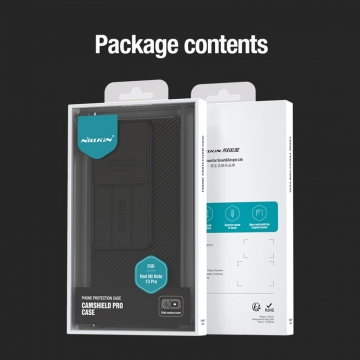 Чехол с защитной шторкой для камеры Nillkin CamShield Pro для смартфона Xiaomi Redmi Note 13 Pro 5G / Xiaomi Poco X6, задняя панель из поликарбоната + рама из термополиуретана, дополнительная защита углов смартфона «воздушными подушками», шторка-слайдер для защиты камеры от механических воздействий, накладки на кнопки регулировки громкости, чёрный, синий, зелёный, Киев, Київ