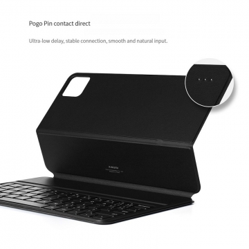 Чохол-клавіатура для Xiaomi Pad 6 / Xiaomi Pad 6 Pro, модель 23046KBD9S, штучна шкіра, полікарбонат, чохол кріпиться до задньої панелі планшета за допомогою магніта, клавіатура підключається до планшета за допомогою конектора погопін (Pogo Pin), кількість клавіш 64, хід клавіши 1,3 мм, чорний, білий, Київ, Киев