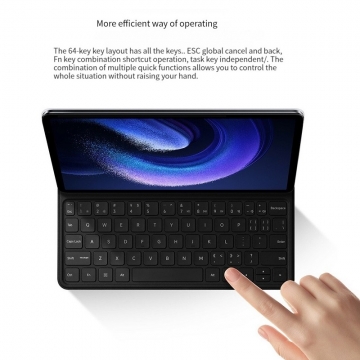 Чохол-клавіатура для Xiaomi Pad 6 / Xiaomi Pad 6 Pro, модель 23046KBD9S, штучна шкіра, полікарбонат, чохол кріпиться до задньої панелі планшета за допомогою магніта, клавіатура підключається до планшета за допомогою конектора погопін (Pogo Pin), кількість клавіш 64, хід клавіши 1,3 мм, чорний, білий, Київ, Киев