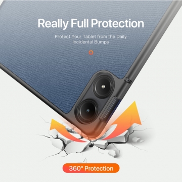 Чохол-книжка Dux Ducis (серія Domo) для планшета Xiaomi Poco Pad / Xiaomi Redmi Pad Pro, горизонтальний фліп, штучна шкіра, термополіуретан, ПВХ, мікрофайбер, захист кутів планшета «повітряними подушками», магнітне тримання чохла в закритому стані, смарт-чохол (екран вмикається при відкритті чохла і вимикається при закритті), 2 режими складання чохла, металевий шильд «Dux Ducis» на лицьовому боці, чорний, синій, рожевий, Київ, Киев