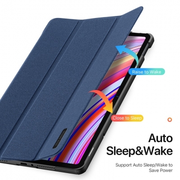Чохол-книжка Dux Ducis (серія Domo) для планшета Xiaomi Poco Pad / Xiaomi Redmi Pad Pro, горизонтальний фліп, штучна шкіра, термополіуретан, ПВХ, мікрофайбер, захист кутів планшета «повітряними подушками», магнітне тримання чохла в закритому стані, смарт-чохол (екран вмикається при відкритті чохла і вимикається при закритті), 2 режими складання чохла, металевий шильд «Dux Ducis» на лицьовому боці, чорний, синій, рожевий, Київ, Киев