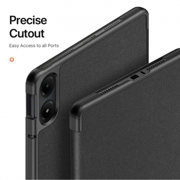 Чохол-книжка Dux Ducis (серія Domo) для планшета Xiaomi Poco Pad / Xiaomi Redmi Pad Pro, горизонтальний фліп, штучна шкіра, термополіуретан, ПВХ, мікрофайбер, захист кутів планшета «повітряними подушками», магнітне тримання чохла в закритому стані, смарт-чохол (екран вмикається при відкритті чохла і вимикається при закритті), 2 режими складання чохла, металевий шильд «Dux Ducis» на лицьовому боці, чорний, синій, рожевий, Київ, Киев