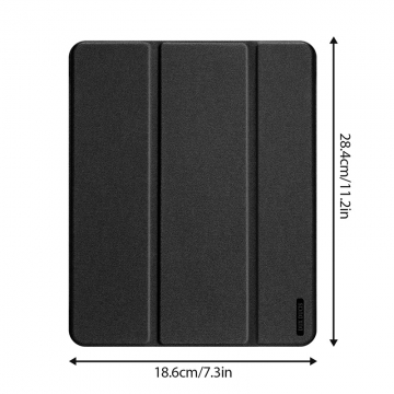 Чохол-книжка Dux Ducis (серія Domo) для планшета Xiaomi Poco Pad / Xiaomi Redmi Pad Pro, горизонтальний фліп, штучна шкіра, термополіуретан, ПВХ, мікрофайбер, захист кутів планшета «повітряними подушками», магнітне тримання чохла в закритому стані, смарт-чохол (екран вмикається при відкритті чохла і вимикається при закритті), 2 режими складання чохла, металевий шильд «Dux Ducis» на лицьовому боці, чорний, синій, рожевий, Київ, Киев