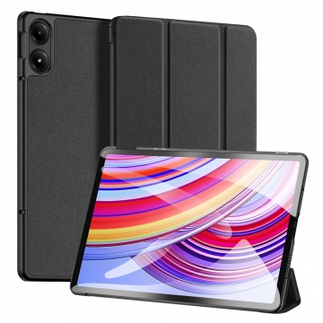 Чохол-книжка Dux Ducis (серія Domo) для планшета Xiaomi Poco Pad / Xiaomi Redmi Pad Pro, горизонтальний фліп, штучна шкіра, термополіуретан, ПВХ, мікрофайбер, захист кутів планшета «повітряними подушками», магнітне тримання чохла в закритому стані, смарт-чохол (екран вмикається при відкритті чохла і вимикається при закритті), 2 режими складання чохла, металевий шильд «Dux Ducis» на лицьовому боці, чорний, синій, рожевий, Київ, Киев