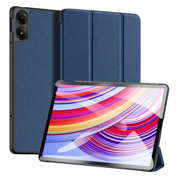 Чохол-книжка Dux Ducis (серія Domo) для планшета Xiaomi Poco Pad / Xiaomi Redmi Pad Pro, горизонтальний фліп, штучна шкіра, термополіуретан, ПВХ, мікрофайбер, захист кутів планшета «повітряними подушками», магнітне тримання чохла в закритому стані, смарт-чохол (екран вмикається при відкритті чохла і вимикається при закритті), 2 режими складання чохла, металевий шильд «Dux Ducis» на лицьовому боці, чорний, синій, рожевий, Київ, Киев