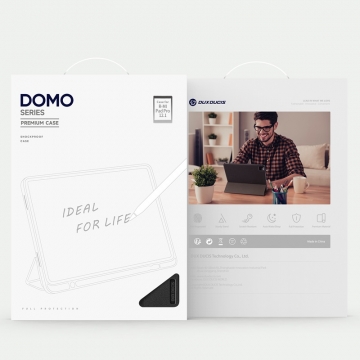 Чохол-книжка Dux Ducis (серія Domo) для планшета Xiaomi Poco Pad / Xiaomi Redmi Pad Pro, горизонтальний фліп, штучна шкіра, термополіуретан, ПВХ, мікрофайбер, захист кутів планшета «повітряними подушками», магнітне тримання чохла в закритому стані, смарт-чохол (екран вмикається при відкритті чохла і вимикається при закритті), 2 режими складання чохла, металевий шильд «Dux Ducis» на лицьовому боці, чорний, синій, рожевий, Київ, Киев
