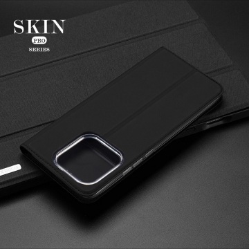 Чехол-книжка Dux Ducis Skin Pro для смартфона Xiaomi 13, горизонтальный флип, искусственная кожа, накладка из термополиуретана, встроенные магниты для фиксации чехла в закрытом и открытом состоянии, отделение для платёжных карт / визиток, возможность трансформации чехла в подставку для просмотра видео, чёрный, синий, золотой, розовый, Киев, Київ