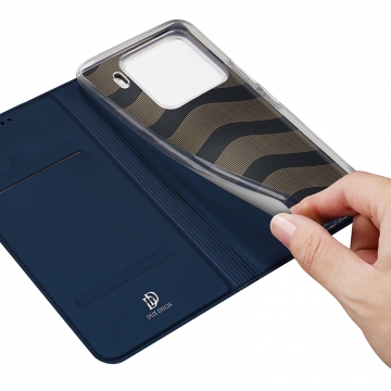 Чехол-книжка Dux Ducis Skin Pro для смартфона Xiaomi 15 Pro, горизонтальный флип, искусственная кожа, накладка из термополиуретана, встроенные магниты для фиксации чехла в закрытом и открытом состоянии, отделение для платёжных карт / визиток, возможность трансформации чехла в подставку для просмотра видео, чёрный, синий, золотой, розовый, Киев, Київ