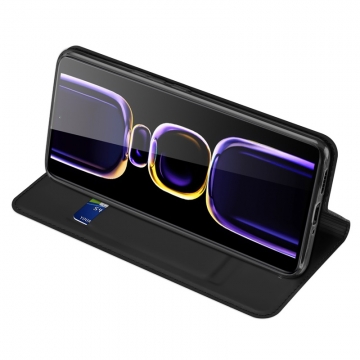 Чехол-книжка Dux Ducis Skin Pro для смартфона Xiaomi Poco F5 Pro / Xiaomi Redmi K60 / Xiaomi Redmi K60 Pro, горизонтальный флип, искусственная кожа, накладка из термополиуретана, встроенные магниты для фиксации чехла в закрытом и открытом состоянии, отделение для платёжных карт / визиток, возможность трансформации чехла в подставку для просмотра видео, чёрный, синий, золотой, розовый, Киев, Київ