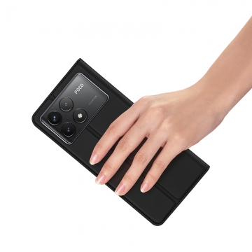 Чехол-книжка Dux Ducis Skin Pro для смартфона Xiaomi Poco F6 Pro / Xiaomi Redmi K70 / Xiaomi Redmi K70 Pro, горизонтальный флип, искусственная кожа, накладка из термополиуретана, встроенные магниты для фиксации чехла в закрытом и открытом состоянии, отделение для платёжных карт / визиток, возможность трансформации чехла в подставку для просмотра видео, чёрный, синий, золотой, розовый, Киев, Київ