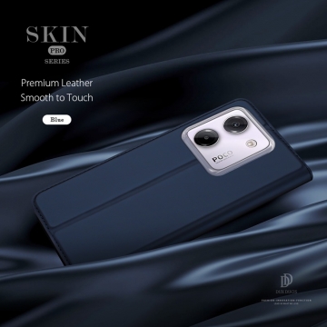 Чехол-книжка Dux Ducis Skin Pro для смартфона Xiaomi Poco M7 Pro 5G, горизонтальный флип, искусственная кожа, накладка из термополиуретана, встроенные магниты для фиксации чехла в закрытом и открытом состоянии, отделение для платёжных карт / визиток, возможность трансформации чехла в подставку для просмотра видео, чёрный, синий, золотой, розовый, Киев, Київ