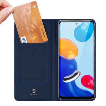 Чехол-книжка Dux Ducis для смартфона Xiaomi Redmi Note 11 / Xiaomi Redmi Note 11S, горизонтальный флип, искусственная кожа, накладка из термополиуретана, встроенные магниты для фиксации чехла в закрытом и открытом состоянии, отделение для платёжных карт / визиток, возможность трансформации чехла в подставку для просмотра видео, чёрный, синий, золотой, розовый, Киев, Київ