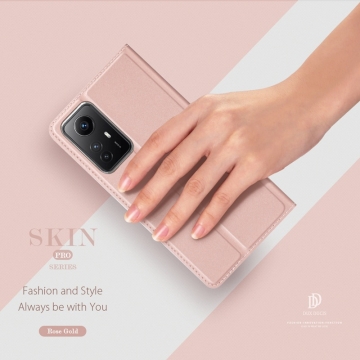 Чехол-книжка Dux Ducis Skin Pro для смартфона Xiaomi Redmi Note 12S, горизонтальный флип, искусственная кожа, накладка из термополиуретана, встроенные магниты для фиксации чехла в закрытом и открытом состоянии, отделение для платёжных карт / визиток, возможность трансформации чехла в подставку для просмотра видео, чёрный, синий, золотой, розовый, Киев, Київ