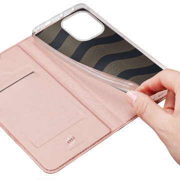 Чехол-книжка Dux Ducis Skin Pro для смартфона Xiaomi Redmi Note 14 4G, горизонтальный флип, искусственная кожа, накладка из термополиуретана, встроенные магниты для фиксации чехла в закрытом и открытом состоянии, отделение для платёжных карт / визиток, возможность трансформации чехла в подставку для просмотра видео, чёрный, синий, золотой, розовый, Киев, Київ