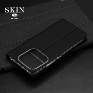 Чехол-книжка Dux Ducis Skin Pro для смартфона Xiaomi Redmi Note 14 5G / Poco M7 Pro 5G, горизонтальный флип, искусственная кожа, накладка из термополиуретана, встроенные магниты для фиксации чехла в закрытом и открытом состоянии, отделение для платёжных карт / визиток, возможность трансформации чехла в подставку для просмотра видео, чёрный, синий, золотой, розовый, Киев, Київ