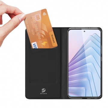 Чехол-книжка Dux Ducis Skin Pro для смартфона Xiaomi Redmi Note 14 5G / Poco M7 Pro 5G, горизонтальный флип, искусственная кожа, накладка из термополиуретана, встроенные магниты для фиксации чехла в закрытом и открытом состоянии, отделение для платёжных карт / визиток, возможность трансформации чехла в подставку для просмотра видео, чёрный, синий, золотой, розовый, Киев, Київ