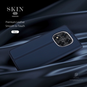 Чехол-книжка Dux Ducis Skin Pro для смартфона Xiaomi Redmi Note 14 Pro 5G / Xiaomi Poco X7, горизонтальный флип, искусственная кожа, накладка из термополиуретана, встроенные магниты для фиксации чехла в закрытом и открытом состоянии, отделение для платёжных карт / визиток, возможность трансформации чехла в подставку для просмотра видео, чёрный, синий, золотой, розовый, Киев, Київ